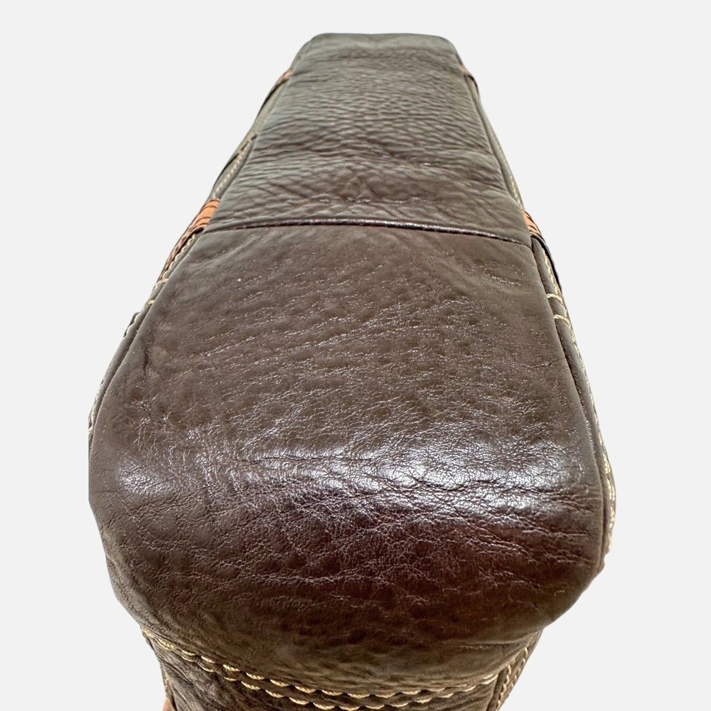 Coach Chelsea Tote Bag Chocolate Brown Pebbled Leather Tan Trim Y2K 12339 - Picture 13 of 16